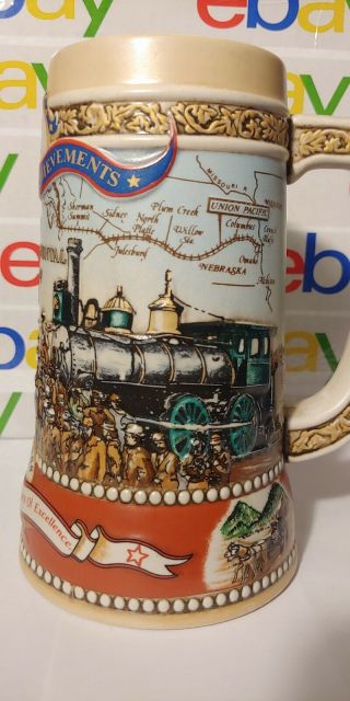 Miller High Life Great American Beer Stein 1st Transcontinental Railroad 1869 2