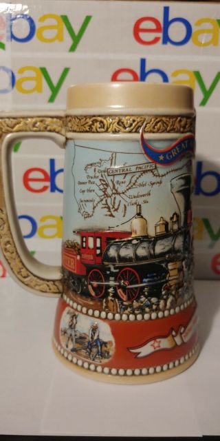 Miller High Life Great American Beer Stein 1st Transcontinental Railroad 1869 4