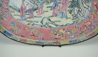 LARGE Antique Chinese Famille Rose Canton Enamel Plate Tray QIANLONG Mark QING 5