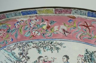 LARGE Antique Chinese Famille Rose Canton Enamel Plate Tray QIANLONG Mark QING 6