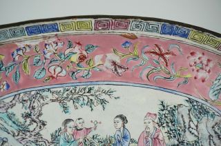 LARGE Antique Chinese Famille Rose Canton Enamel Plate Tray QIANLONG Mark QING 8
