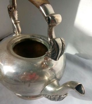 Vintage Sanborns Mexico 925 Sterling Silver Teapot With Leaf Detail,  No Lid