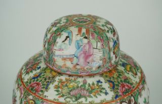 LARGE Antique Chinese Canton Famille Rose Porcelain Vase Ginger Jar & Lid 19th C 3