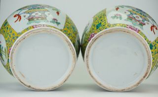 LARGE PAIR Antique Chinese Famille Rose Porcelain Vase Temple Jar & Lid 19th C 10