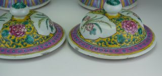 LARGE PAIR Antique Chinese Famille Rose Porcelain Vase Temple Jar & Lid 19th C 8