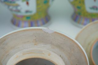 LARGE PAIR Antique Chinese Famille Rose Porcelain Vase Temple Jar & Lid 19th C 9