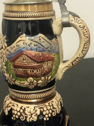 Edelweiss Musical Beer Stein Swiss Musical Movement Large
