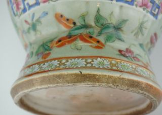LARGE Antique Chinese Celadon Famille Rose Porcelain Vase Chilong Dragon 19th C 12