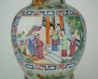 LARGE Antique Chinese Celadon Famille Rose Porcelain Vase Chilong Dragon 19th C 7