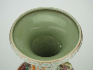 LARGE Antique Chinese Celadon Famille Rose Porcelain Vase Chilong Dragon 19th C 9