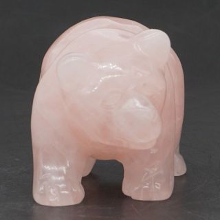 2 " Bear Statue Natural Rose Quartz Crystal Carved Reiki Healing Crafts Decor