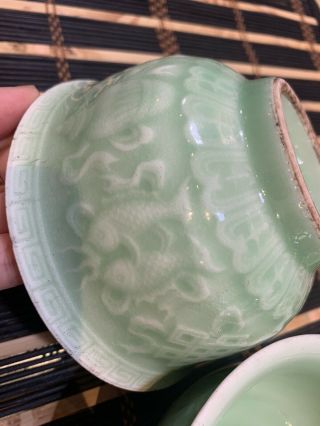 chinese antique porcelain Green Bowl Pair 9