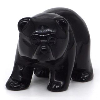 2 " Bear Statue Natural Gemstone Black Obsidian Carved Crafts Reiki Healing Decor