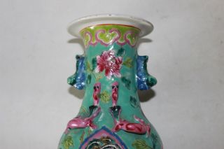 peranakan straits vase Chinese famille rose antique porcelain pottery signed 10