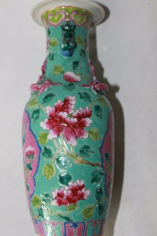 peranakan straits vase Chinese famille rose antique porcelain pottery signed 11