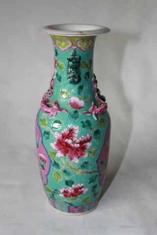 peranakan straits vase Chinese famille rose antique porcelain pottery signed 2