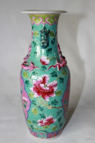 peranakan straits vase Chinese famille rose antique porcelain pottery signed 4