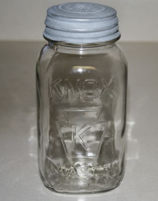 Knox K In Keystone Clear Quart Mason Jar With Zinc Lid