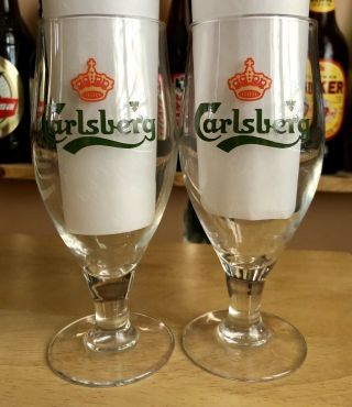 Carlsberg Beer Vintage Beer Glasses Set Of Two.  0.  25l Made In France.