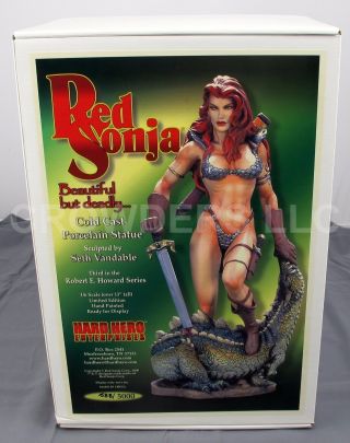 Hard Hero Red Sonja But Deadly Porcelain Statue Dragon 13 " 588 Nib