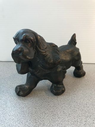 Vintage Bronze Metal Cocker Spaniel Dog Figurine Statue (4.  5” X 6”)