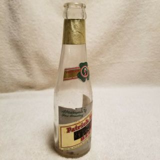 Patrick Henry Vintage 7 0z Clear Paper Label Beer Bottle.  Fox Deluxe Bre