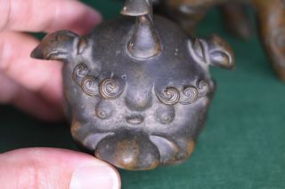 Chinese 18th Century bronze Qilin Buddhist Lion Mythical beast Censer 11