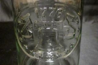 Anchor Hocking Glass Jar Metal Star Lid Bicentennial 1776 Embossed Liberty Bell 2