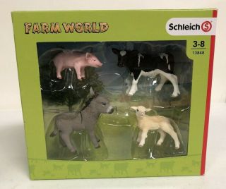 Schleich Farm World 13848 - Cow,  Pig,  Donkey,  Sheep Nib