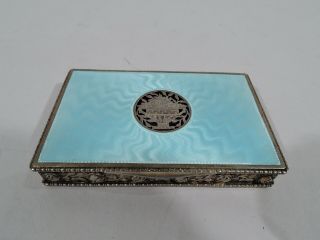Antique Snuff Box - Art Nouveau Jugendstil - Austrian Sterling Silver & Enamel