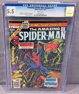 The Spider - Man Annual 11 (white Pages) Cgc 5.  5 Marvel Comics 1977
