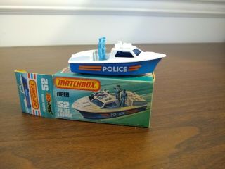 Vintage Matchbox Superfast 1976 Police Launch Boat No.  52 Lesney England Toy