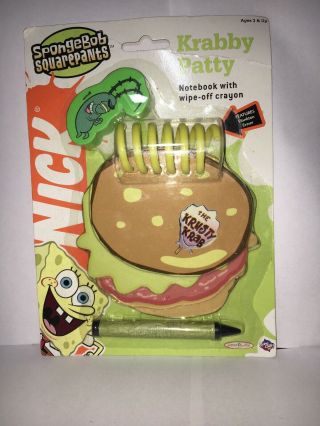 Spongebob Squarepants Krabby Patty Notebook W/ Wipe - Off Crayon B4