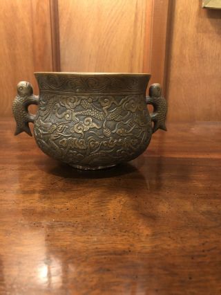 Chinese Antique/Vintage Bronze Censer with Wonderful Carvings of Dragon & Qilin 7