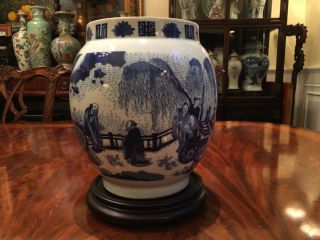 An And Rare Chinese Ming Transitional Style Blue And White Jar.