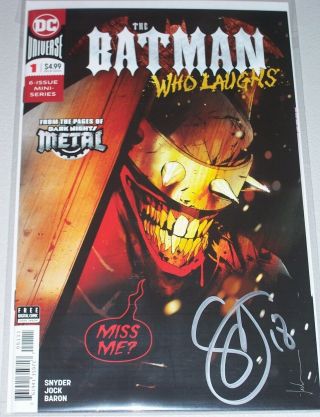 The Batman Who Laughs 1 (2018) Signed By Writer Scott Snyder Nm