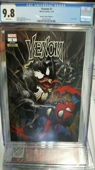 Venom 1 Cgc 9.  8 Mark Bagley Exclusive Variant Cover A 2018 Marvel
