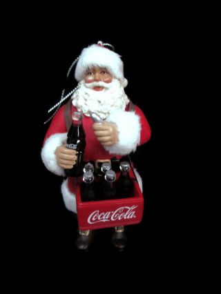 Coca - Cola Kurt S Adler Santa With Hawker Vending Tray Holiday Christmas Ornament