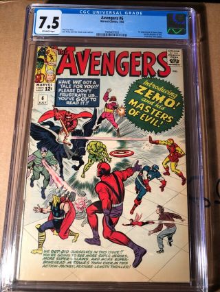The Avengers 6 Cgc 7.  5 Off White Pages (jul 1964,  Marvel)