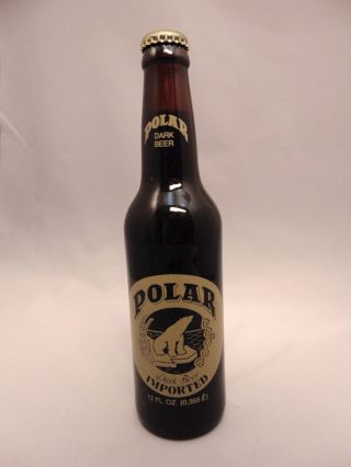 Polar Dark Beer,  Empty Beer Bottle With Cap,  12 Oz,  Painted Label Vintage