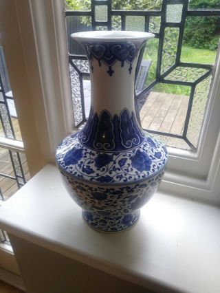 Rare Early 19th Century Antique Chinese Blue & White Vase 6 Kangxi Reign Mark