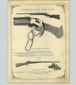 1890 Paper Ad Winchester Breech Loading Repeating Shot Gun Belgian Zulu Hopkins