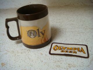 Plastic Oly Beer Mug And Olympia Beer Patch