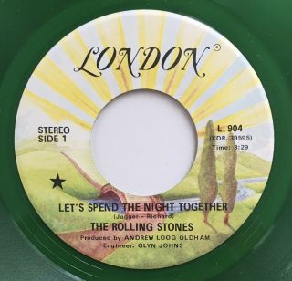 The Rolling Stones Rare Let’s Spend The Night Together Green Vinyl Nm Cdn 45rpm