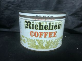 Vintage Tin Metal Richelieu Coffee Can Sprague Warner Chicago General Store