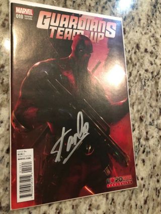 Guardians Team Up 10 Deadpool Expo Variant Signed By Stan Lee Nm