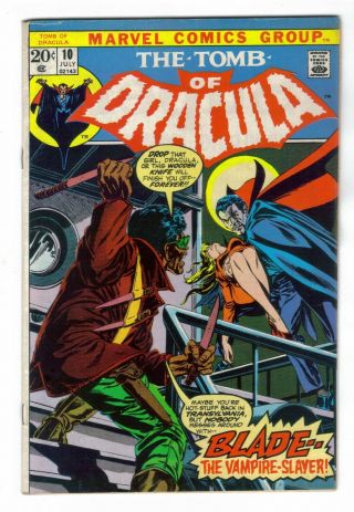 Tomb Of Dracula 10 1st Appearance Of Blade The Vampire Hunter Marvel 1973 Fine,