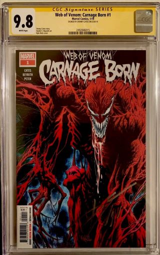 Web Of Venom: Carnage Born 1 Cgc 9.  8 Ss Signed By Donny Cates (2019) Marvel
