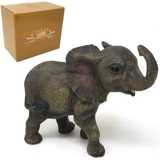 African Elephant Calf Figurine Decorative Resin Wild Animal Ornament Gift Boxed