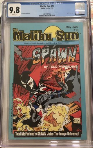 Malibu Sun 13 Cgc 9.  8 White Pages 1st Appearance Spawn In Pin - Ups